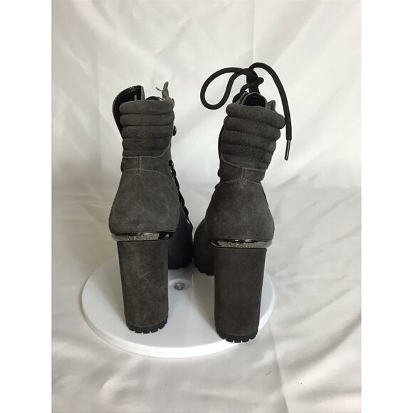 DKNY Women Suede Platform tie up Ankle Booties Sz 8 Gray NWOT Flawed * BikerCore - Picture 3 of 12